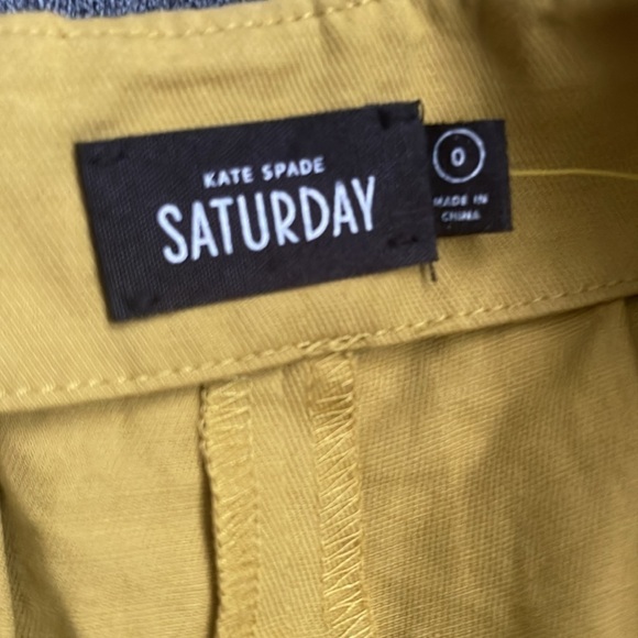 Kate Spade Saturday Let Loose High Waist Short Cotton Linen yellow green size 0 - Picture 5 of 8
